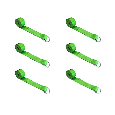 Tie 4 Safe 2" x 10' Lasso Strap w/ O Ring Auto Tie Down Wheel Lift Tow Truck Trailer Green, 6PK TWS21-510-W9-GR-C-6